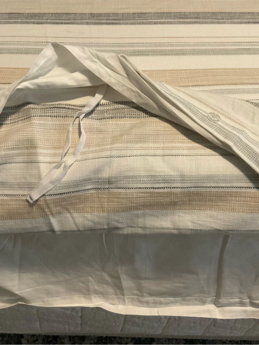 Pottery Barn Striped Bed Sheet in Cream, Gray, and Tan